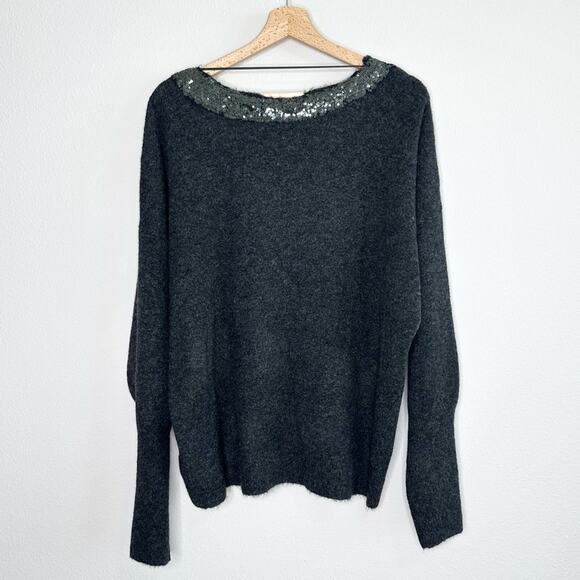 NWT Gibson Latimer Gray V-Neck Sweater Size XL Sequins Loungewear - Picture 2 of 5